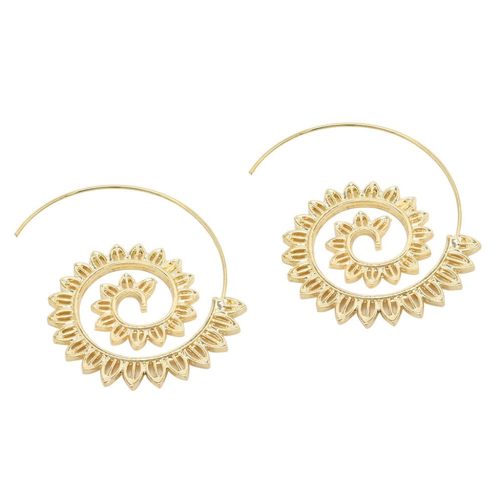Gold Spiral Sacrd Geomtry Thread Festival Earrings